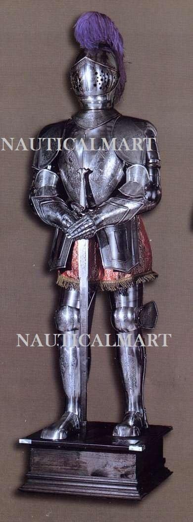 16th Century Spanish Medieval Knight Suit of Armor Etched