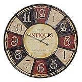 Wanduhr Metall XXL 58cm rund Antik Antiques bunt Vintage Shabby Chic Retro Uhr Wanddeko Einrichtung