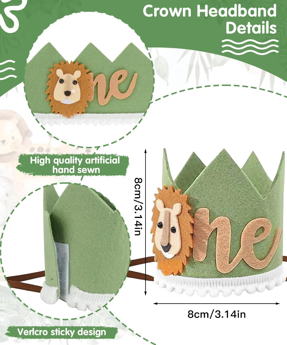Vestiti Compleanno 1 Anno Bambino, Safari Vestito per Il Primo Compleanno Set con Pagliaccetto, Pantaloncini, Bretelle, Corona Fascia, Wild One Compleanno Outfit per Baby