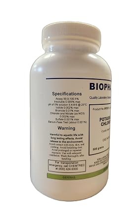Biopharm Potassium Chloride (KCl), ACS Reagent, Crystals, Powder, 500 Grams