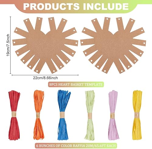 Miniatura 2 de FREEBLOSS Juego de 8 cestas de estilo corazón, kit de costura introductoria para principiantes, cuenco tejido creativo adecuado para proyectos de