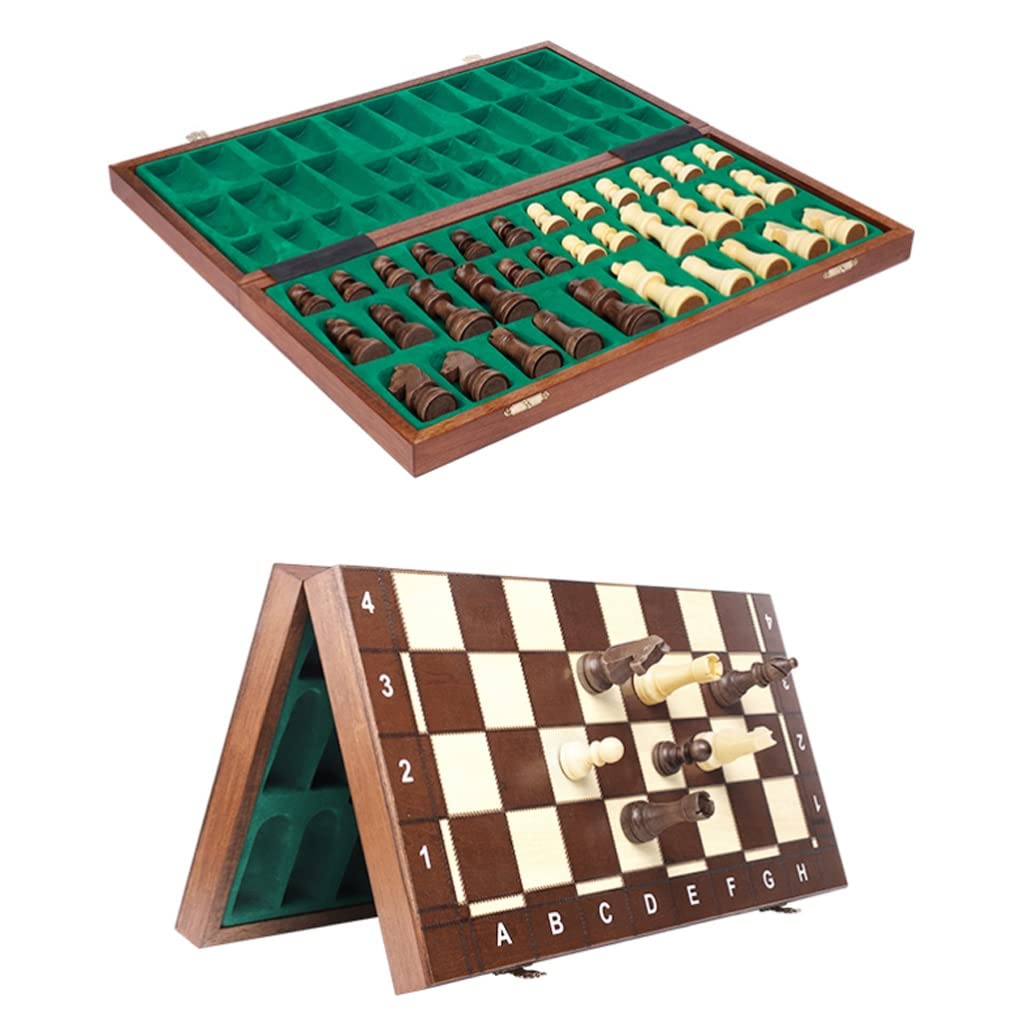 ZAW Schach Schach-Set magnetische Massivholzschach-Falten-Falten-Heißstempelschach-Box 2- zusätzliche Queens Schachbrett-Spiel-Geschenk for Erwachsene Chess (Color : Magnetic)