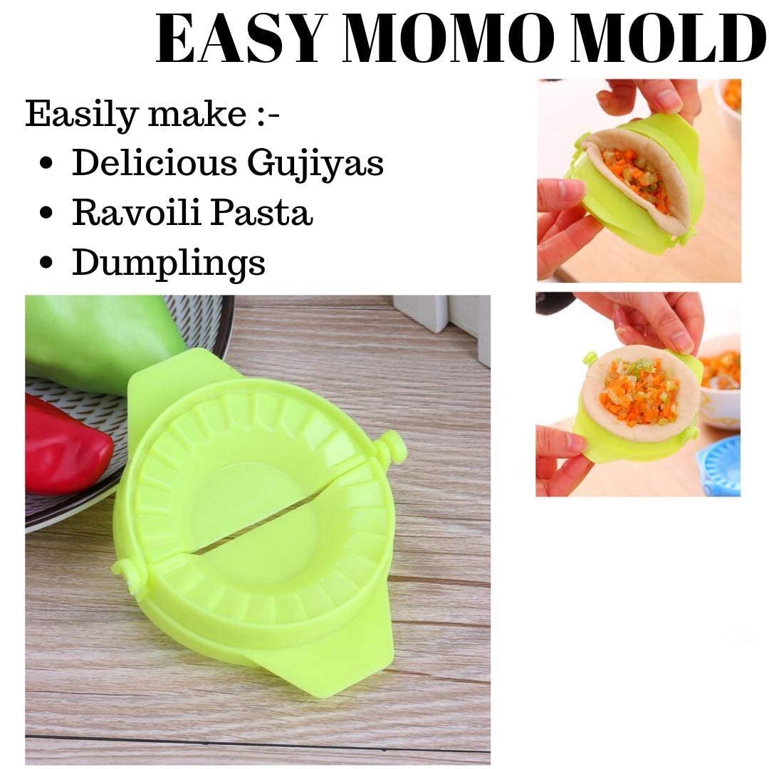Amishri Plastic Momos Maker, Small Size Momos Maker Kit, Garijalu Maker Tools, Gujiya/Gujia Karanji Momos Maker Mould Machine Cooking Tool Multicolor (2 PCS) 1