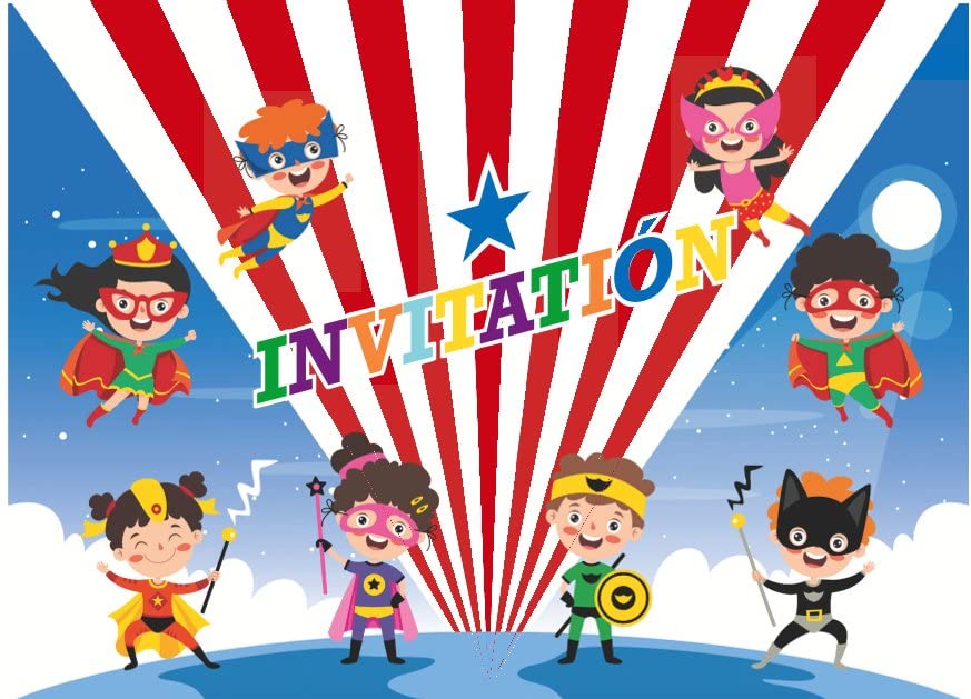 Edition Colibri 10 Invitations D'anniversaire Pour Enfants En Espagnol "Les Huit Super-héros