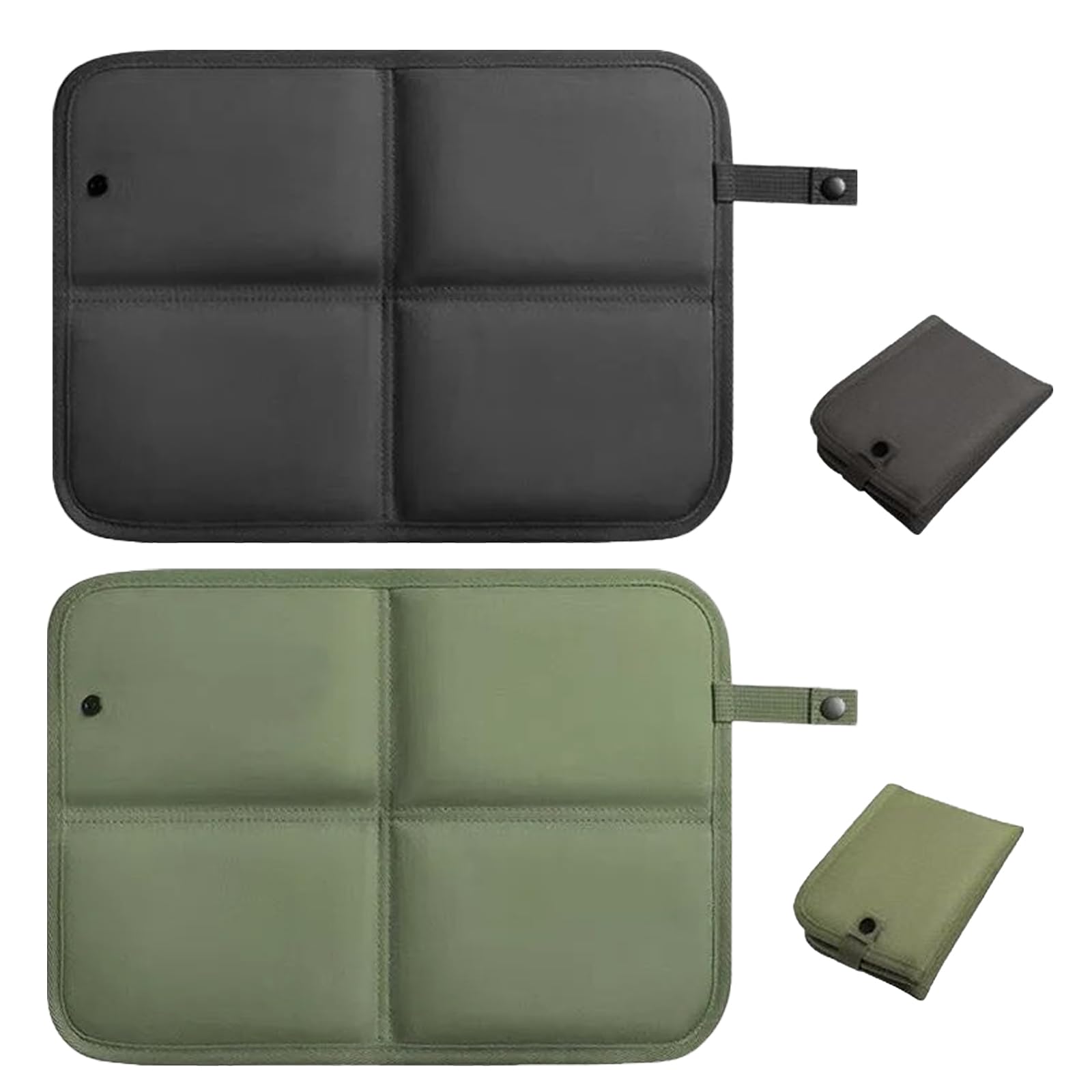 Moxychrony 2 Pcs Folding Sit Mat 37x27.5cm, Hiking Seat Pad β Outdoor Seat Cushions (Black & Military Green), Portable Travel Cushion for Airplane/Outdoor, Walking Gifts & Hiking Essentials