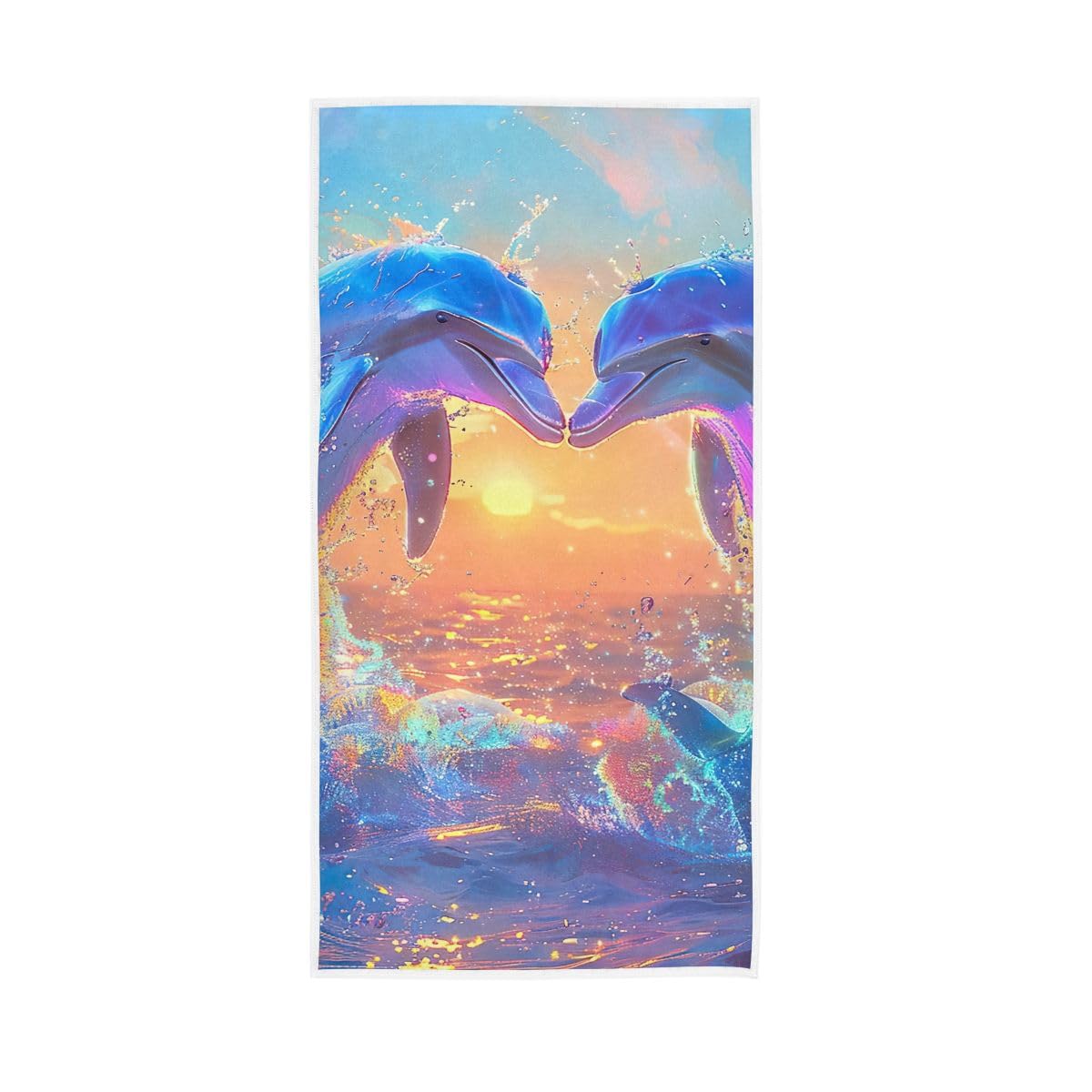 LSRCPD Dolphins Making Heart Shape Hand Towels and Wash Cloths for Bathroom, Hand Towel for Bathroom, Travel, Camp, Hotel, Spa 15 x 30 Inches