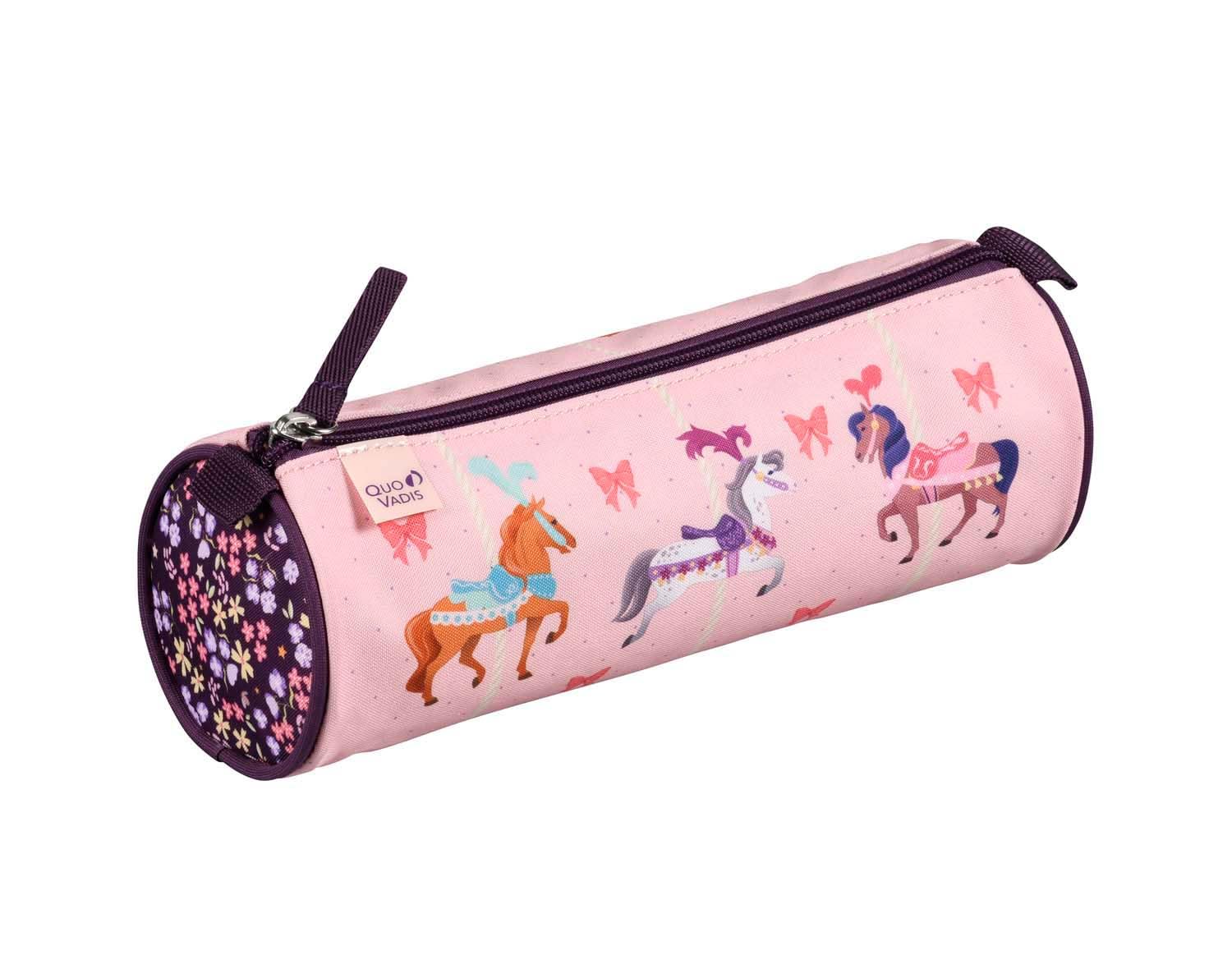 Quo Vadis - School Pencil case - Round - Louise & Arthur - Multicolor - 8x23x8cm - Canvas (Polyester) - 1 Compartment(s)