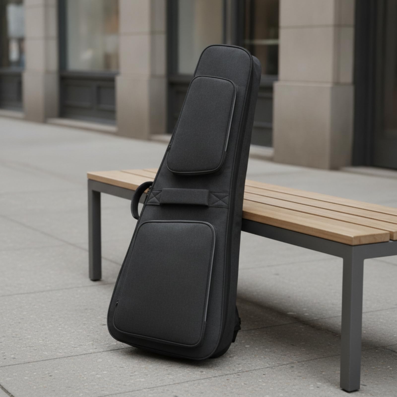 Harilla Custodia Morbida per Strumento Musicale con Forma Appuntita in Tessuto Protettivo con Doppia Tasca Frontale con Cinghie, 41 Pollici Lino Nero Carbone, Array, Nero