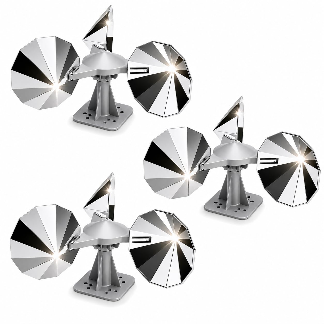 3 Pack Bird Scare Reflective Device, Wind Spinner with ABS Base