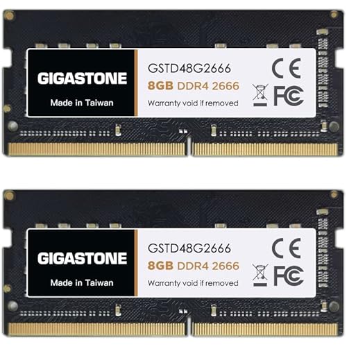 【DDR4 RAM】 GIGASTONE 16GB Kit (2x8GB) DDR4 2666MHz (2400MHz or 2133MHz) PC4-21300 (PC4-19200/17000) CL19 1.2V SODIMM 260 Pin Unbuffered Non ECC High Performance Notebook Laptop Memory Upgrade