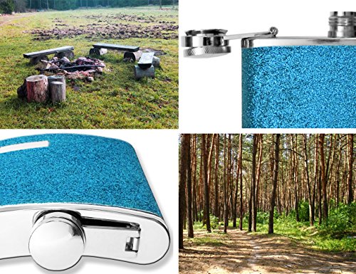 Outdoor Saxx Stainless Steel Hip Flask, Design Glitter Blue, Pocket Bottle, Screw Cap, 240 ml, Blue - Image 3
