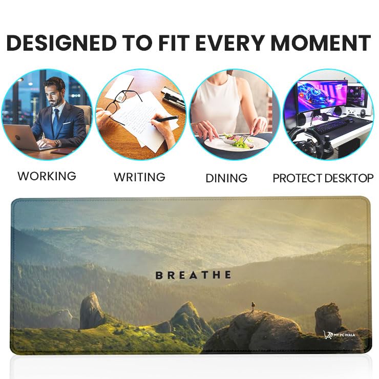 Image of Breathe Mountain Extended Gaming Mouse Pad 80x30cm, Large Desk Mat, Waterproof Surface, Anti Slip Rubber Base, Stitched Edges for PC, Laptop and Office