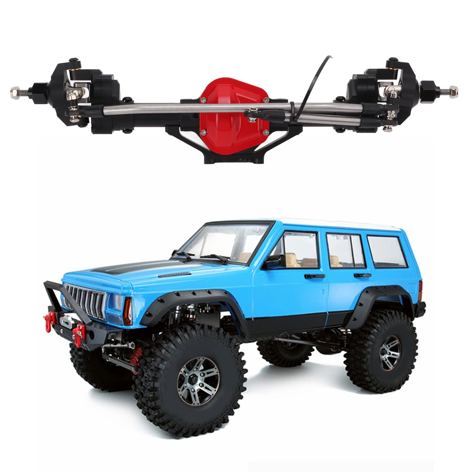 Assale del Portale Anteriore RC, Kit di ASSE Portale di Corse Pesanti in Lega di Alluminio per Assiale SCX10 1/10 Accessorio per Auto Crawler RC (Black)