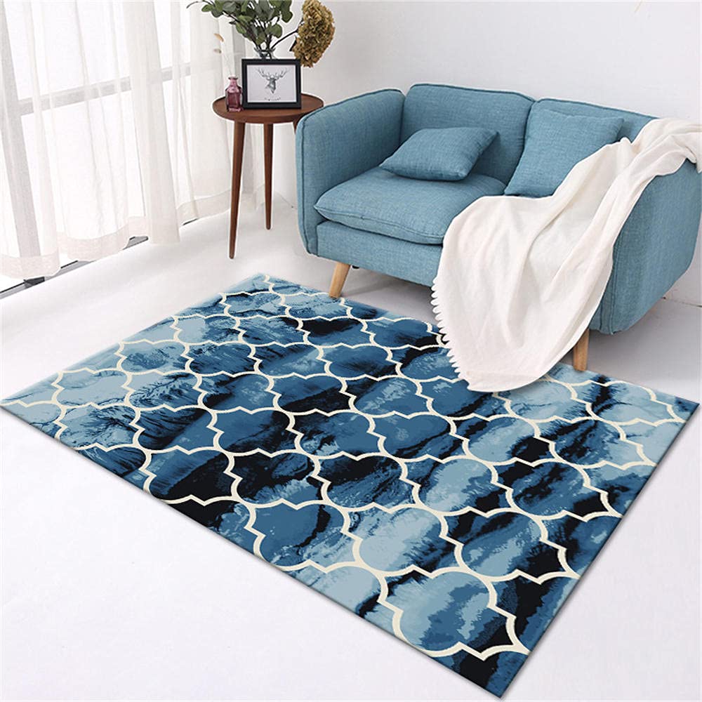 Tapis de chambre noir et bleu pour bureau et chambre bébé moderne et calme