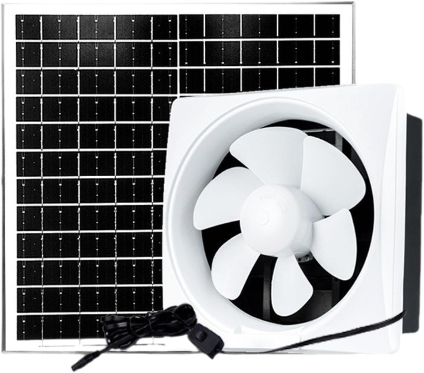 Solar Fan Kit Wall Mounted Ventilation Practical Convenient Fast Cooling Vent Solar Exhaust Fan for Greenhouse, 6inch Fan 17W Solar