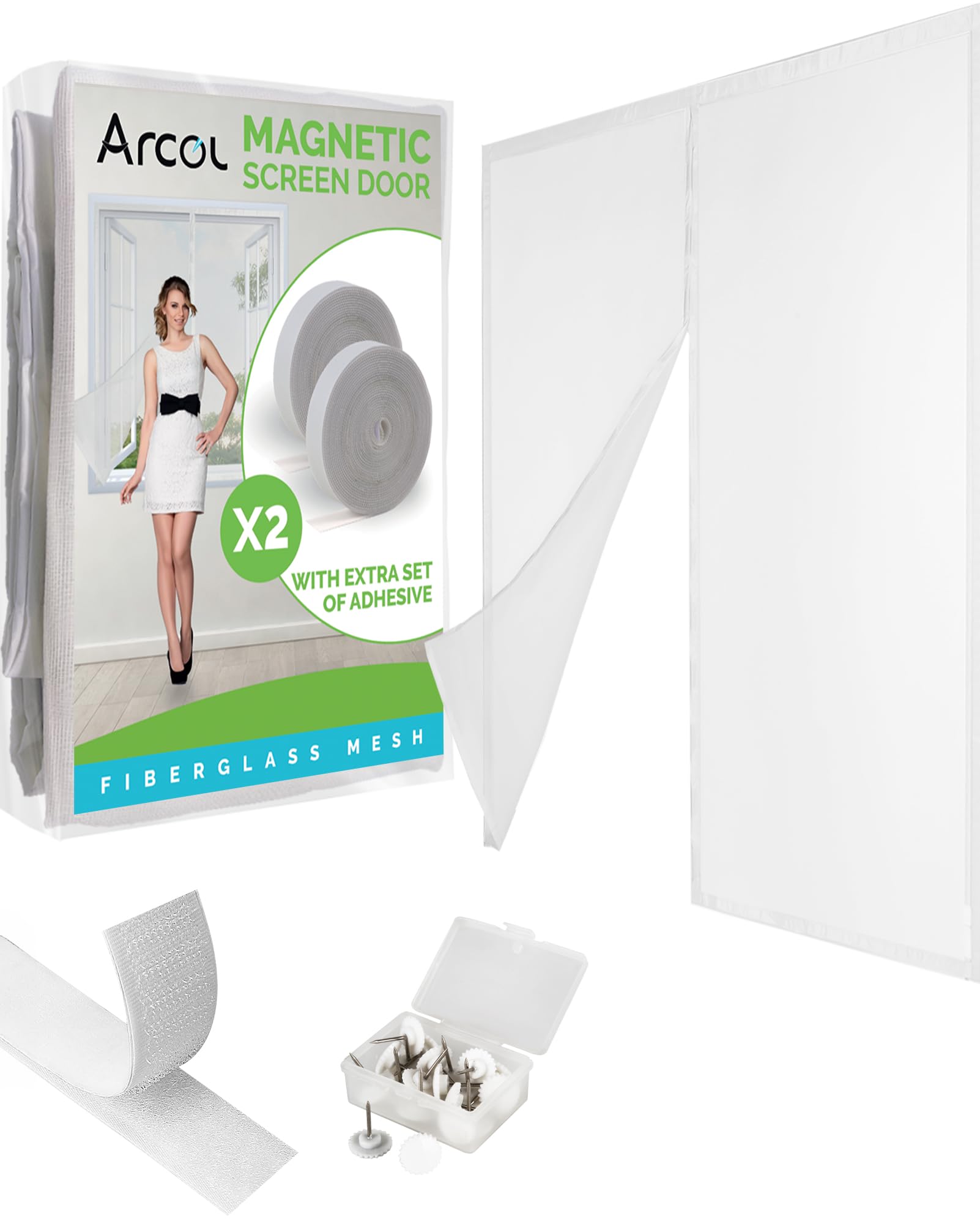 ARCOL Magnetic Fly Screen for Windows 90 x 150 cm, Fibre, Stop Mosquitoes in 3 Minutes, Ultra Fine Insect Net