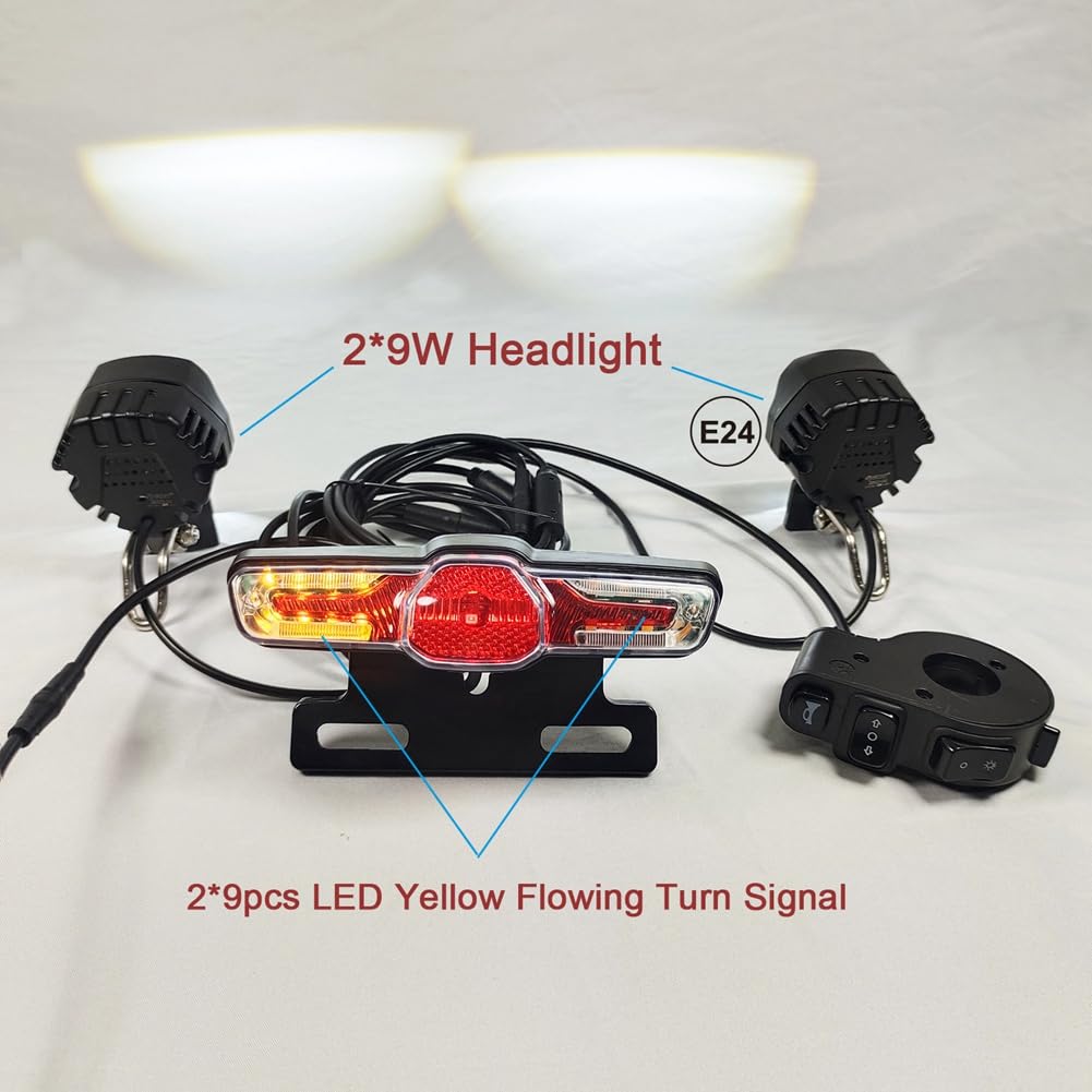 Rower elektryczny 12V-72V podwójne reflektory przednie tylne światło kierunkowskazu zestawy do konwersji roweru DIY wersja niestandardowa