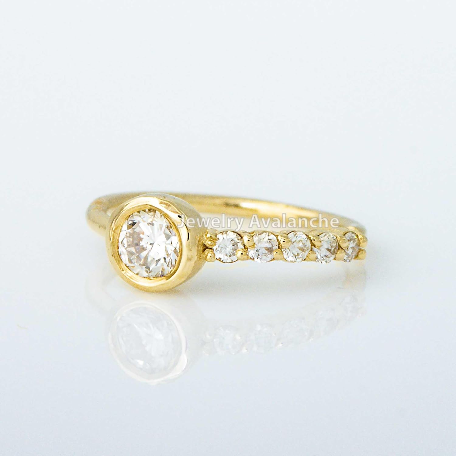 Jewelry Avalanche 20G 14K Yellow Gold Bezel Set 0.12 ctw Diamond Nose Hoop Ring Twist-open 5/16"(8mm) Nose Ring, Unisex 14KNH072BZY-WD