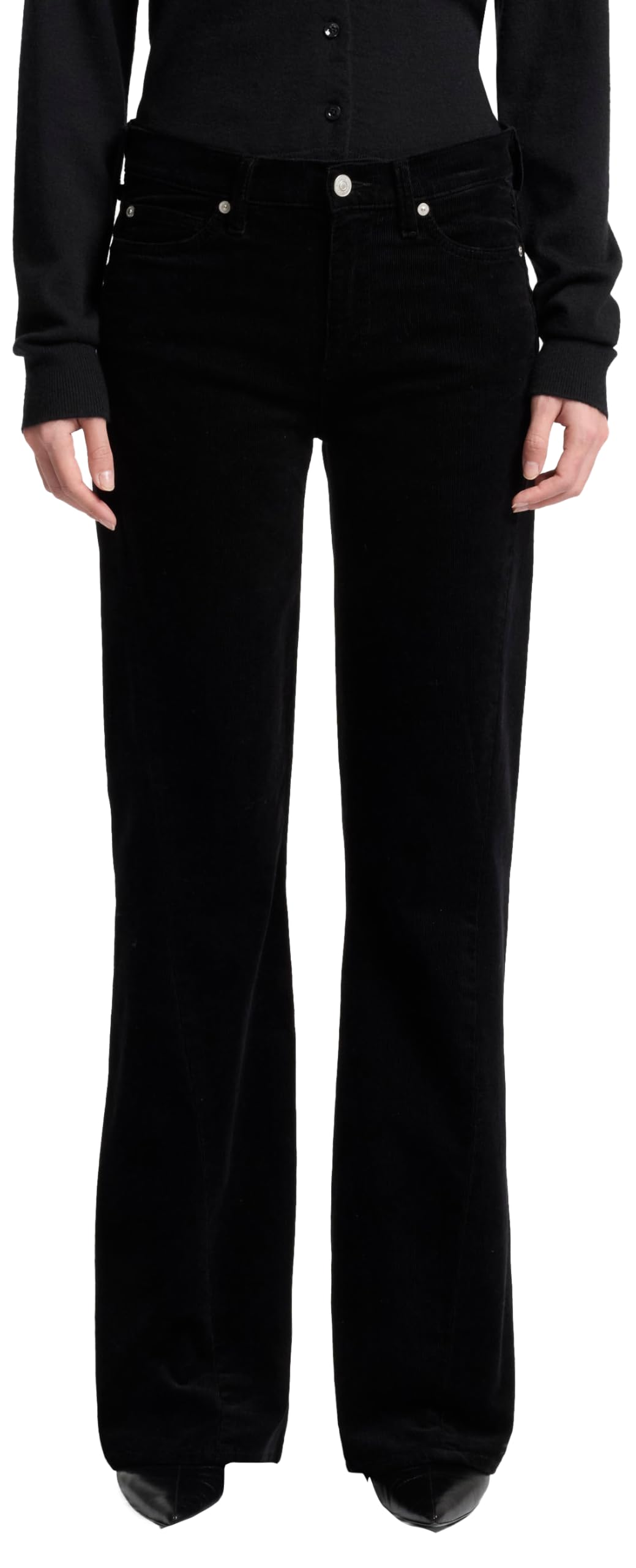 7 For All Mankind Damen Twisted Dojo Tailorless Corduroy Black Pants