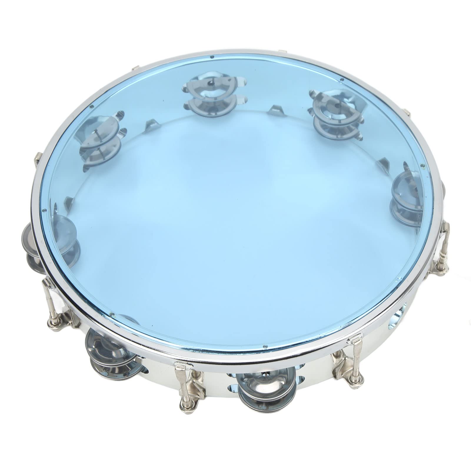 25,4 cm große Handtrommel mit verstellbarem Ton, zweireihiges Handglocken-Percussion-Instrument, leichtes ABS-Tamburin für Kinder und Erwachsene, Metallglocken für klaren, weichen Klang, perfekt für