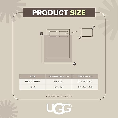 Miniatura 8 de UGG Juego de edredón King con 2 fundas de almohada, ropa de cama de felpa de pelo sintético, suave y cálido, edredón alternativo lavable,