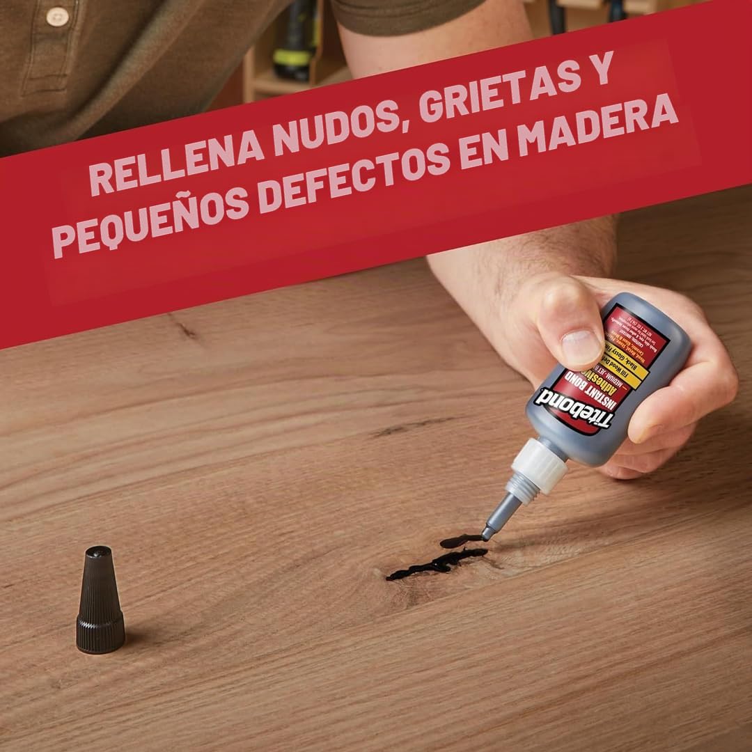 Titebond Pegamento central para reparación de carpintería de Instant Bond 8211, 57 ml, color negro