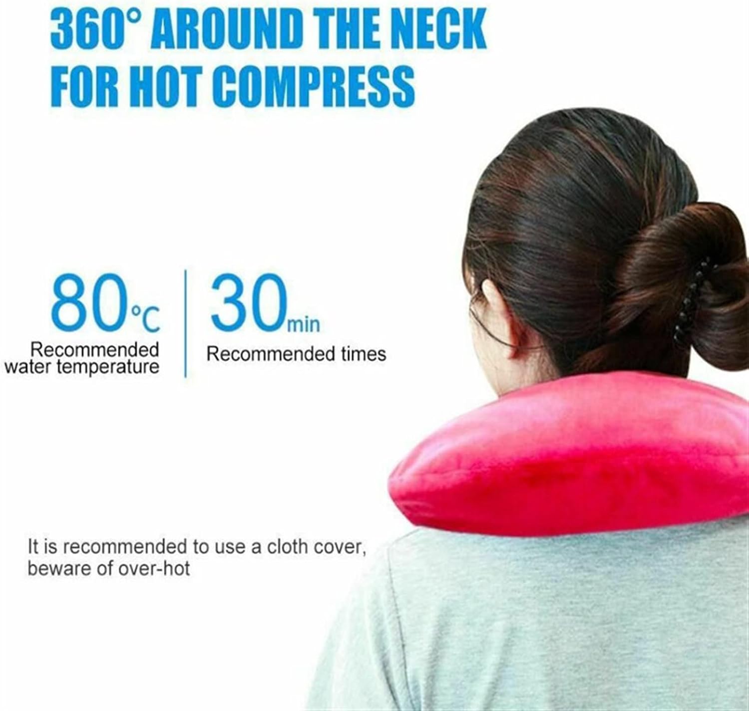 Hot Water Bag Hot Water Bottles 1400ml Ushaped Neck Hot Water Bag with Plush Cover Winter Neck Protector Water Injection Bottle Hot Water Bag. (Color : A)