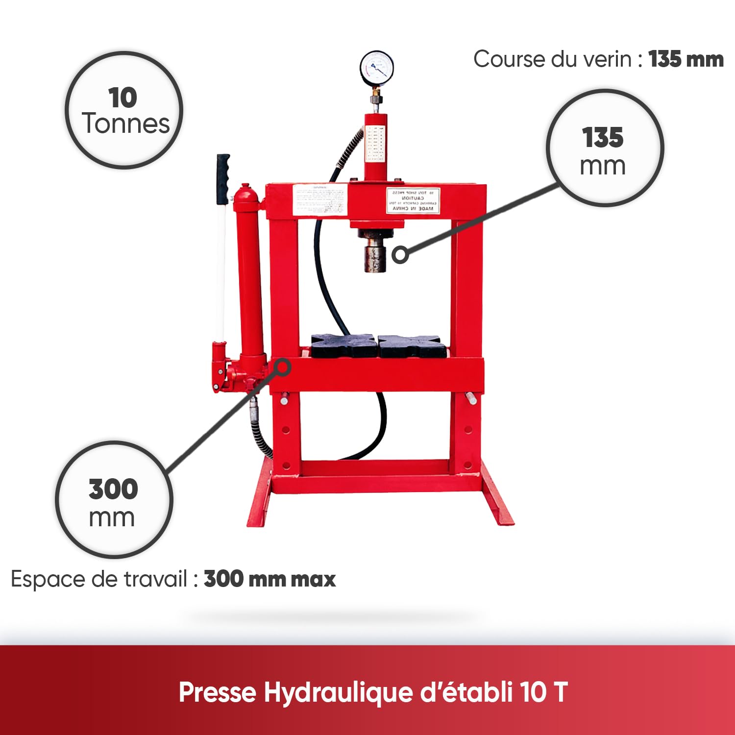 GREENSTAR - Presse Hydraulique d'Etabli 10 Tonnes - Outil de Mécanique Pour Pliage et Pressage
