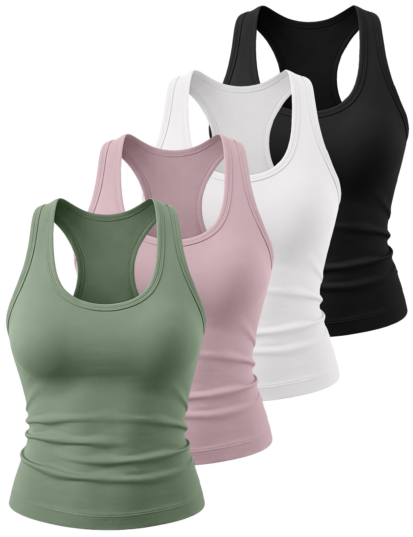 HOPLYNN 4 Pack Women's Racerback Workout Tank Top