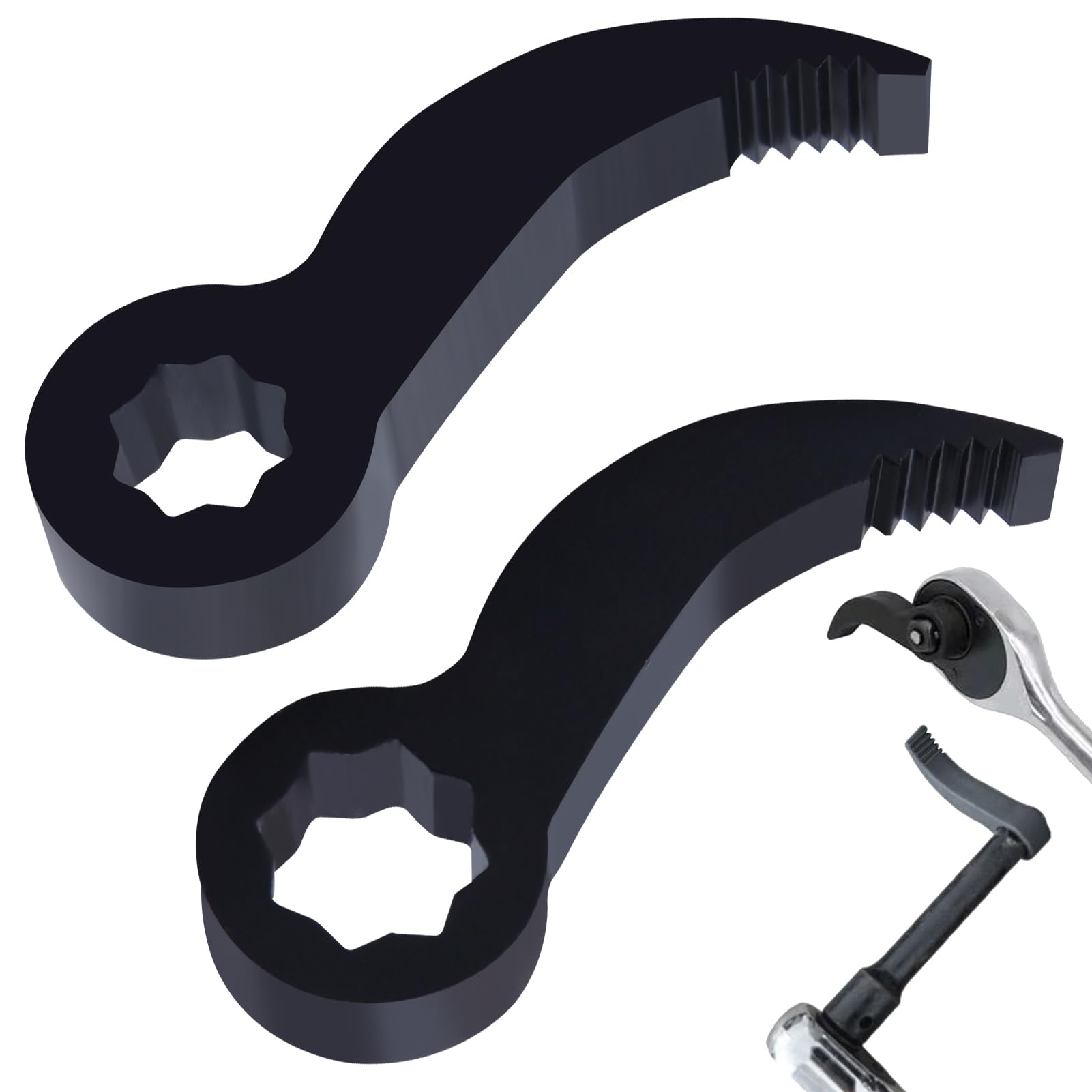 LEONTOOL 2Pcs Pry Bar Wrench Adapter Head, 3/8“ 1/2” Drive Adjustable Angle Crowbar Adapter Head Tool