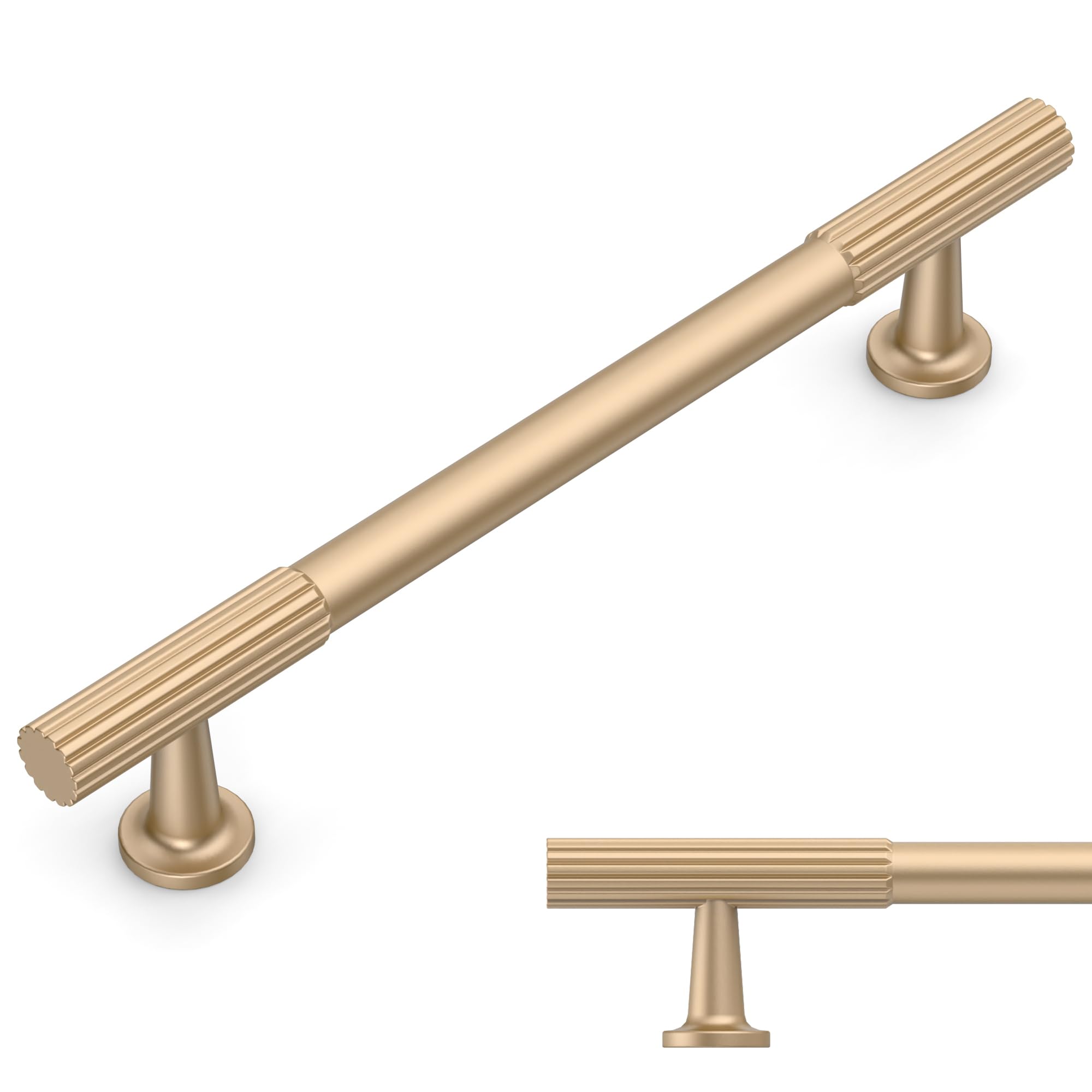 Photo 1 of Amerdeco 10 Pack Champagne Gold Cabinet Pulls 5 Inch(128MM) Hole Centers Kitchen Cabinet Handles Hardware Kitchen Handles for Cabinets Cupboard Handles Drawer Pulls ZH0071