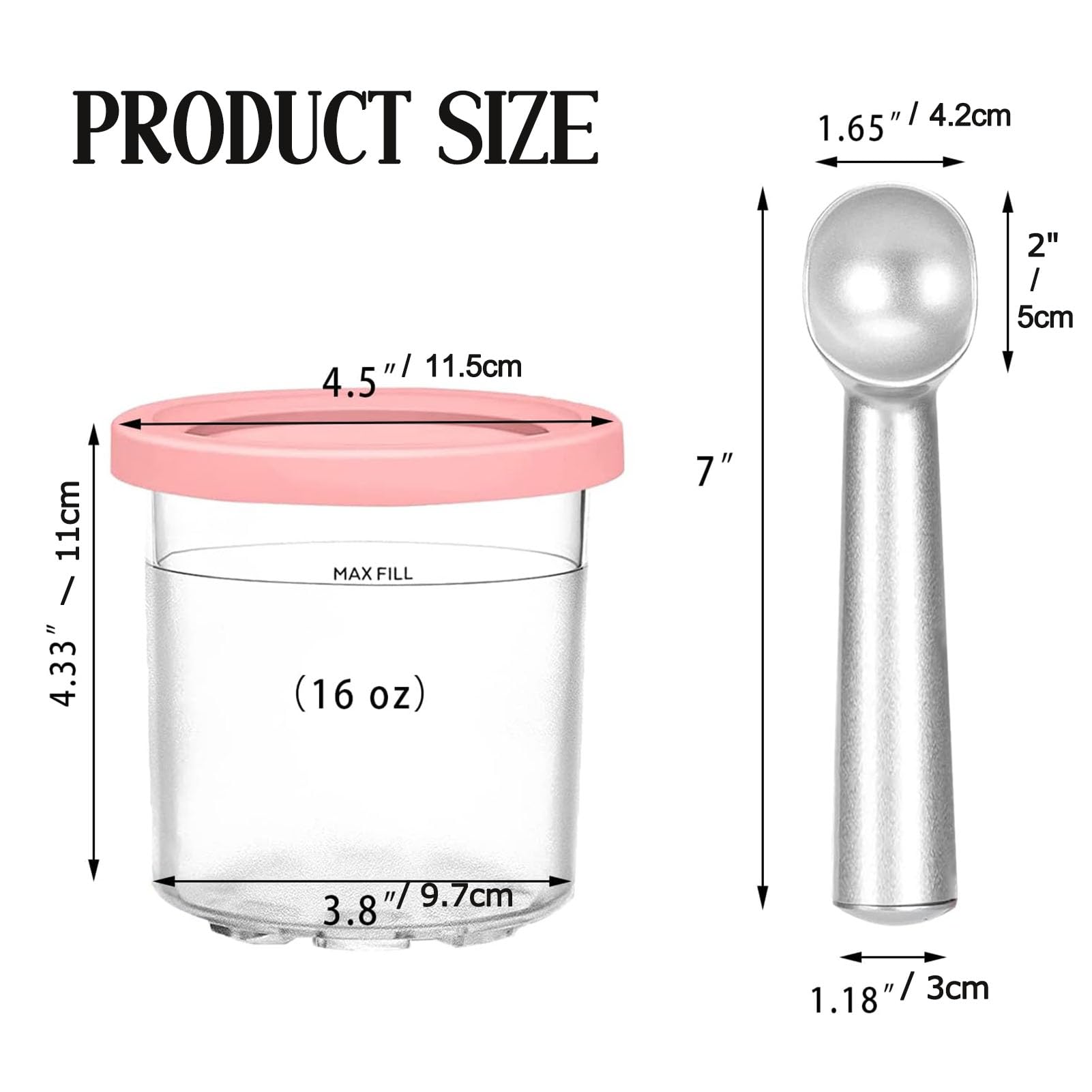 2 Pièces Pots pour Ninja CREAMI Machine à Crème Glacée, Récipient à Crème Glacée Compatible avec Ninja NC302EU NC301EU NC300EU Série, Accessoires pour Machines à Glaces