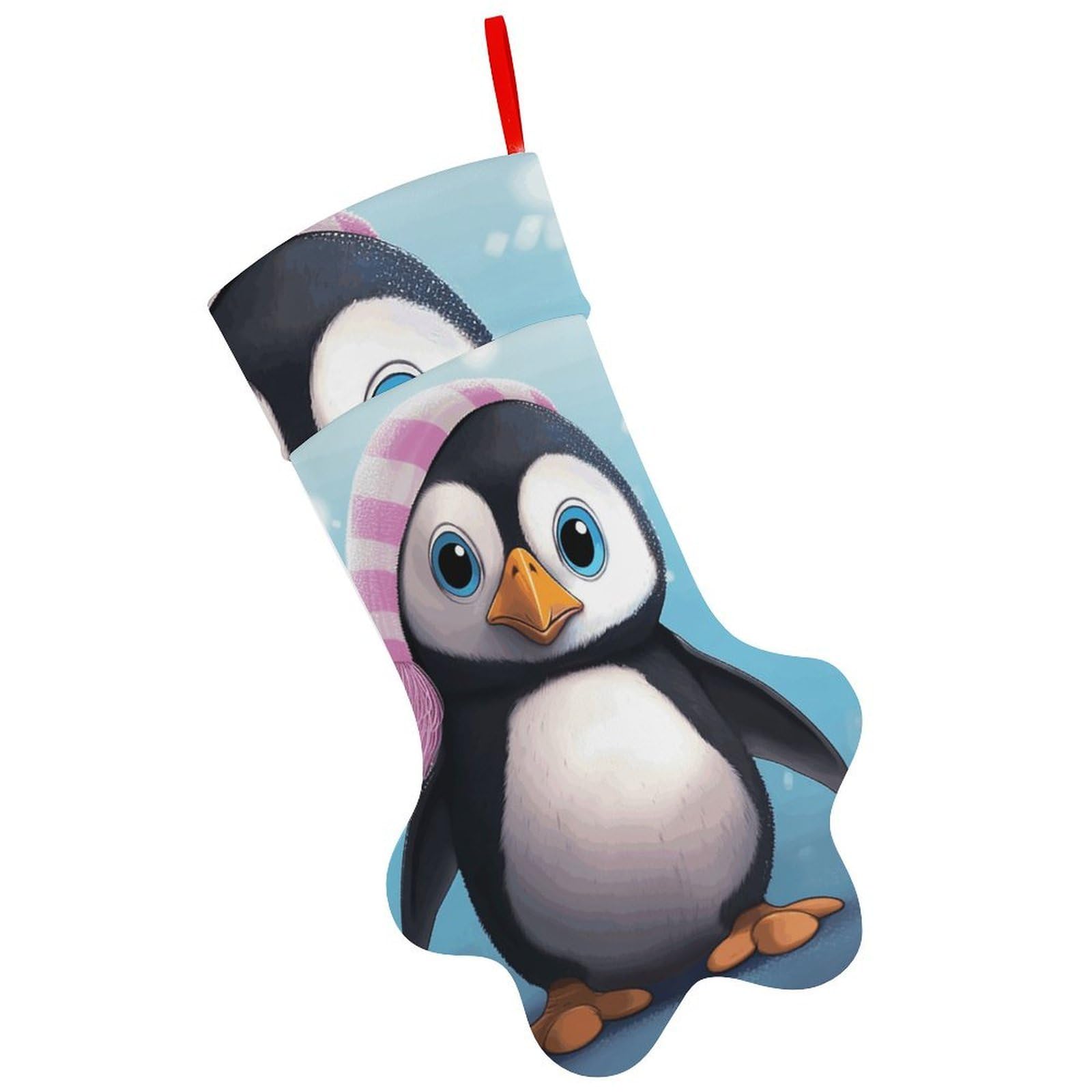 Lovely Penguin Christmas Stocking Soft Comfortable Christma Sornaments Stocking Cute All-Printed Dog-Paw Stockings for Xmas Eve Party Fireplace Tree Gift Decoration