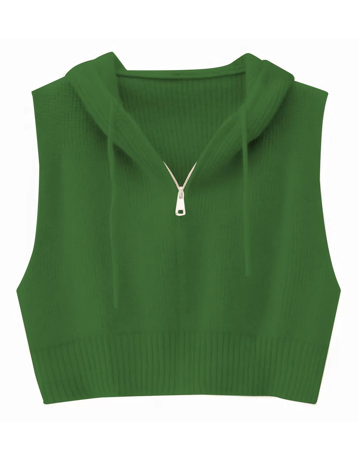 HangNiFang Womens Cropped Sweater Vest with Hood V Neck Knit Sleeveless Vest Y2K Preppy Crop Knitted Top