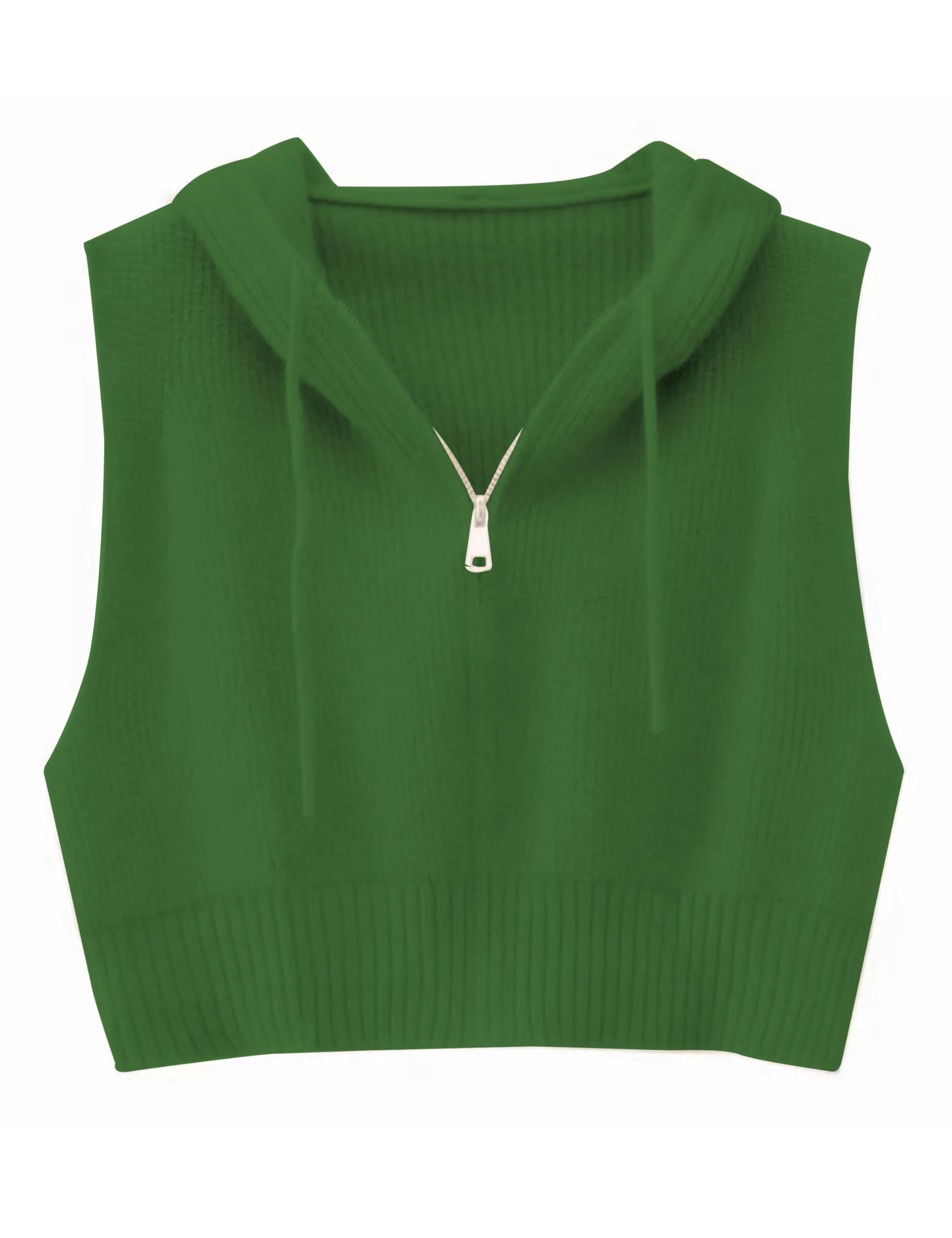 HangNiFang Womens Cropped Sweater Vest with Hood V Neck Knit Sleeveless Vest Y2K Preppy Crop Knitted Top
