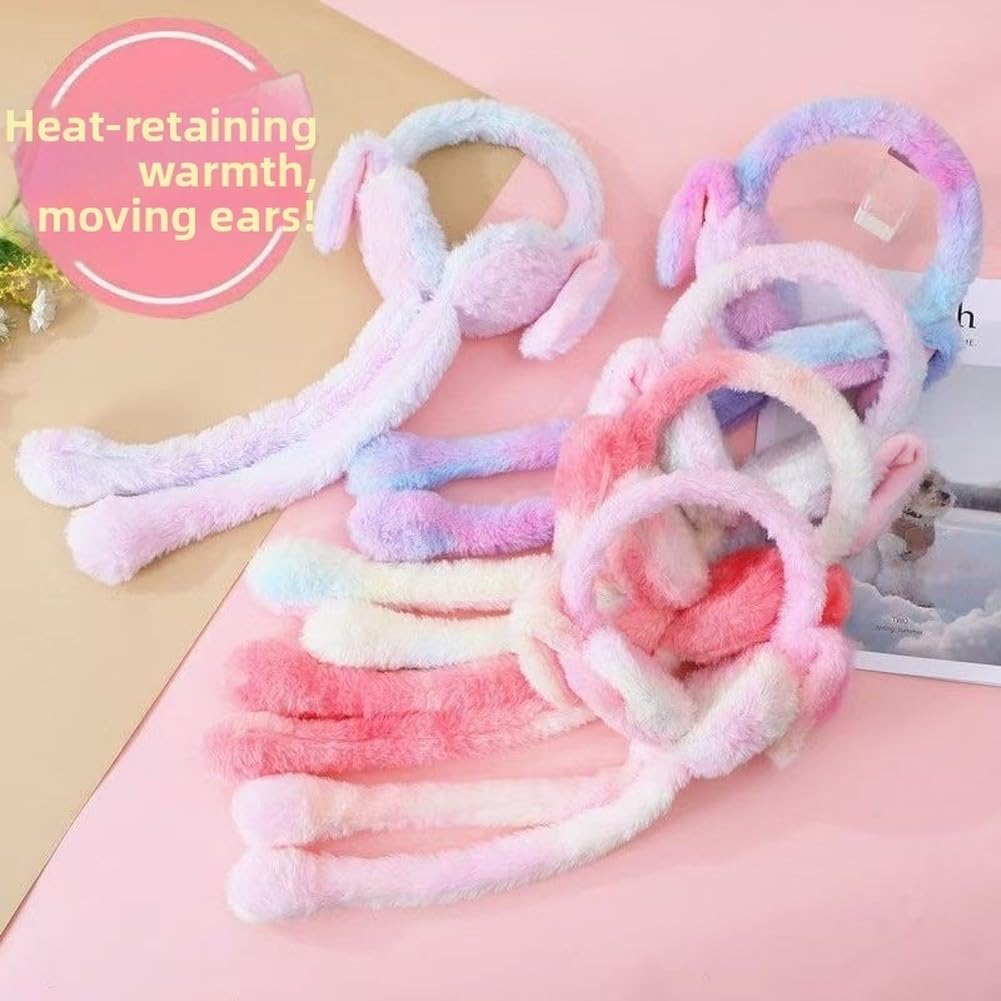 ReachMall Cache-oreilles en peluche dégradé avec lapin, bandeau d'hiver doux et chaud pour enfants filles jeux en plein air par temps froid