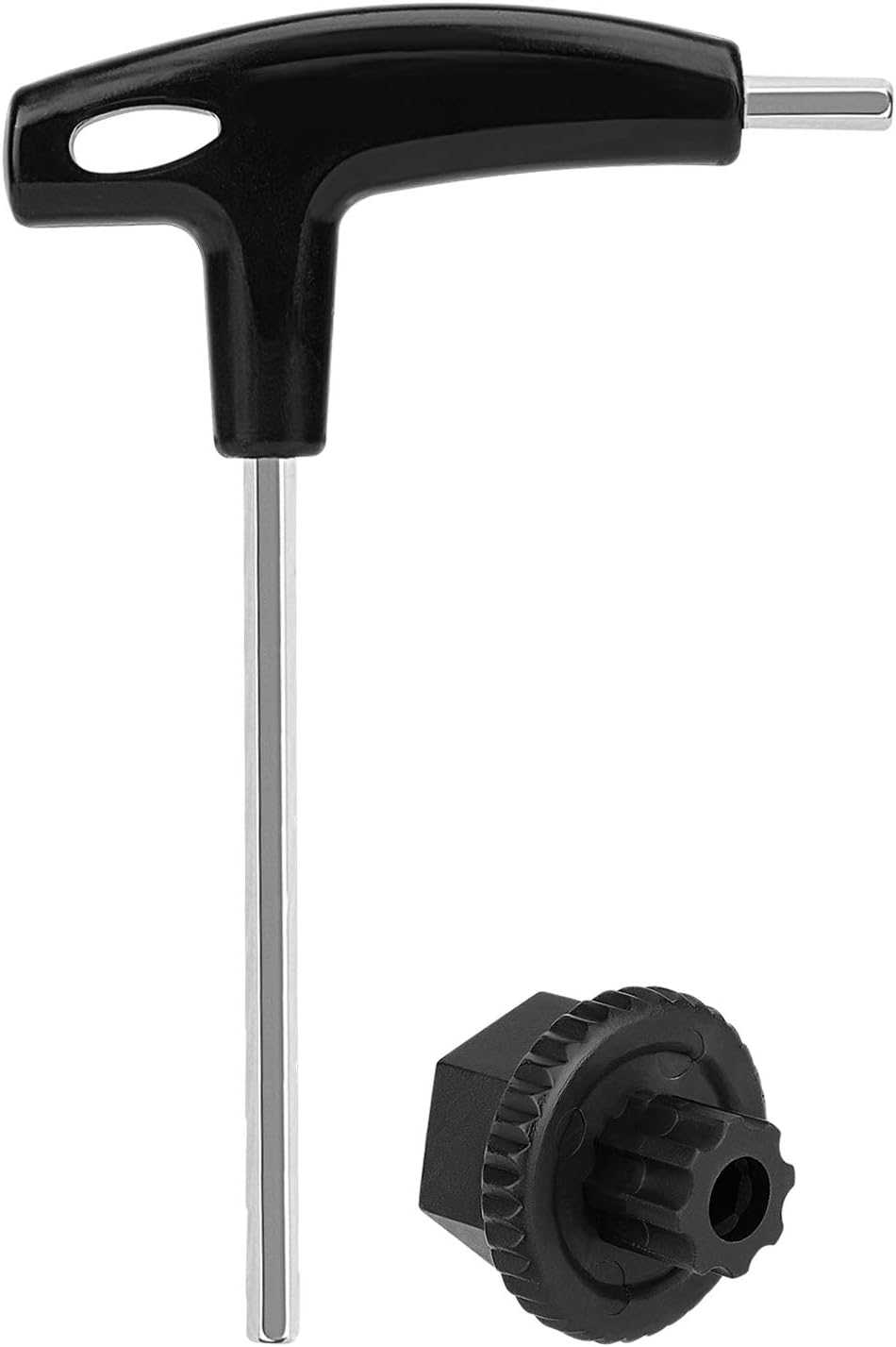 QKURTHollowTech Crank Removal Tool, Bike Crank Extractor T-Handle Hexagon Adjusting Cap Tool Crank Tool Compatible for HollowTech XT XTR R