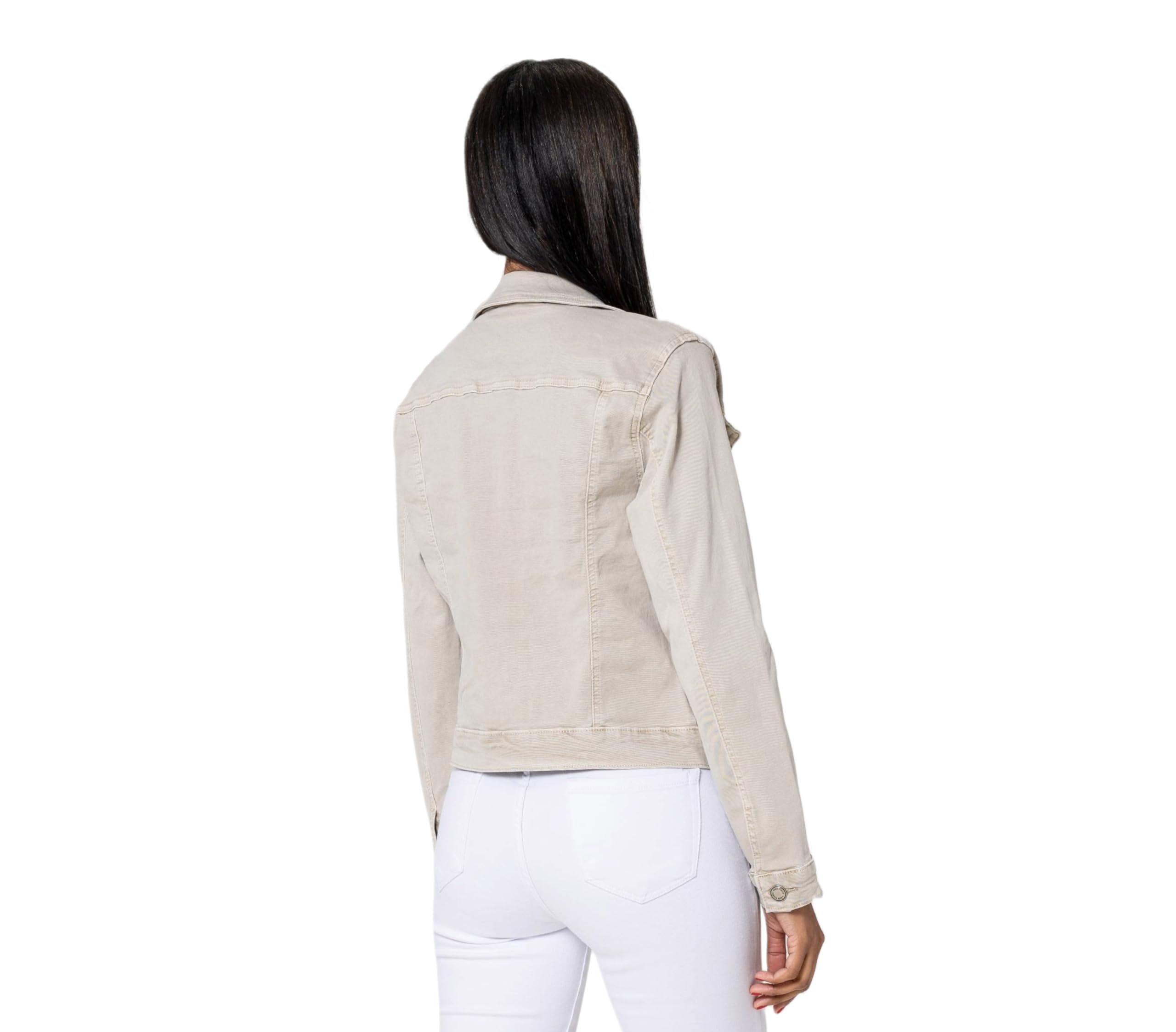 Nina Carter J212 Damska kurtka dżinsowa Slim-Fit – kolorowa kurtka przejściowa z kołnierzem Kent i kieszeniami – kurtka na wiosnę i lato, rozciągliwa