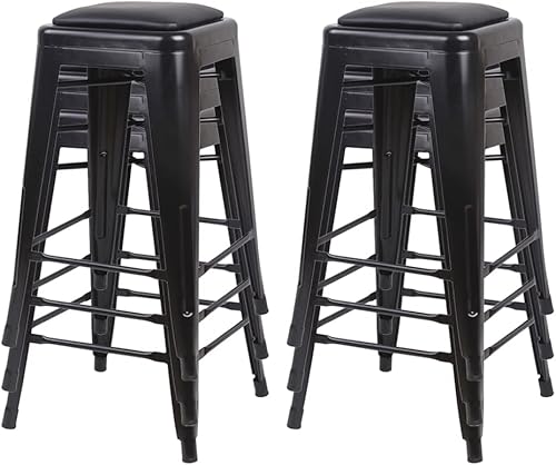 Miniatura 161 de GIA Taburete de mostrador sin respaldo de 24 pulgadas, cantidad de 4, bronce con asiento de madera clara Negro -,Café,Gris,gris, (Gun