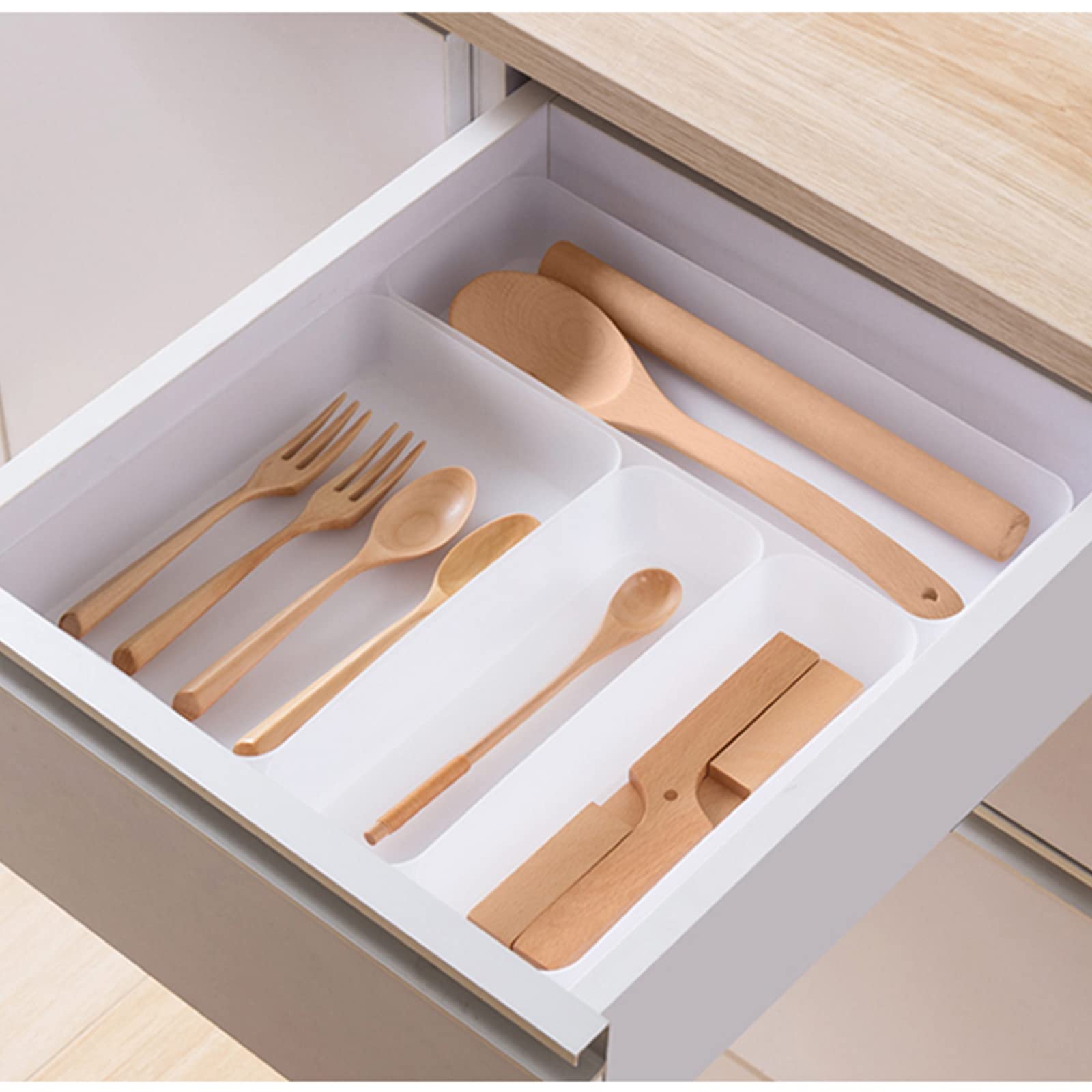 Questo Organizer per cassetti, Vassoio portautensili, Organizer da Cucina, Porta Posate, contenitori per scrivania, Armadio, Bagno, Ufficio