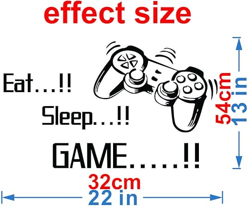 Miniatura 2 de ANFRJJI Decoración de pared para jugadores tamaño de efecto 22 x 13 pulgadas - Calcomanía de pared para videojuegos Decoración de pared de