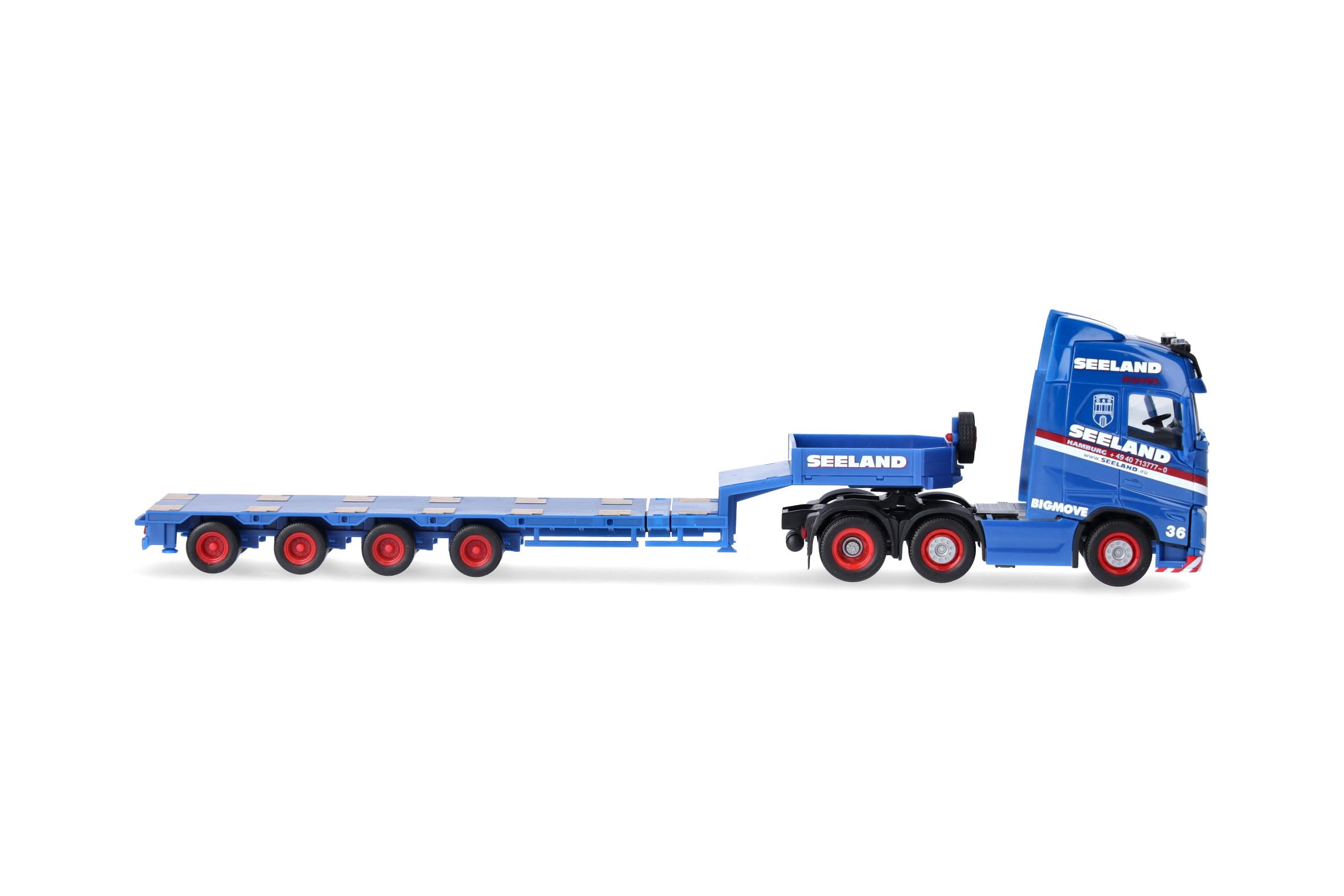 Herpa LKW Modell Volvo FH GL 2020 6x2 Semitieflade-Sattelzug Seeland, Miniatur im Maßstab 1:87, Sammlerstück, Made in Germany, Kunststoff