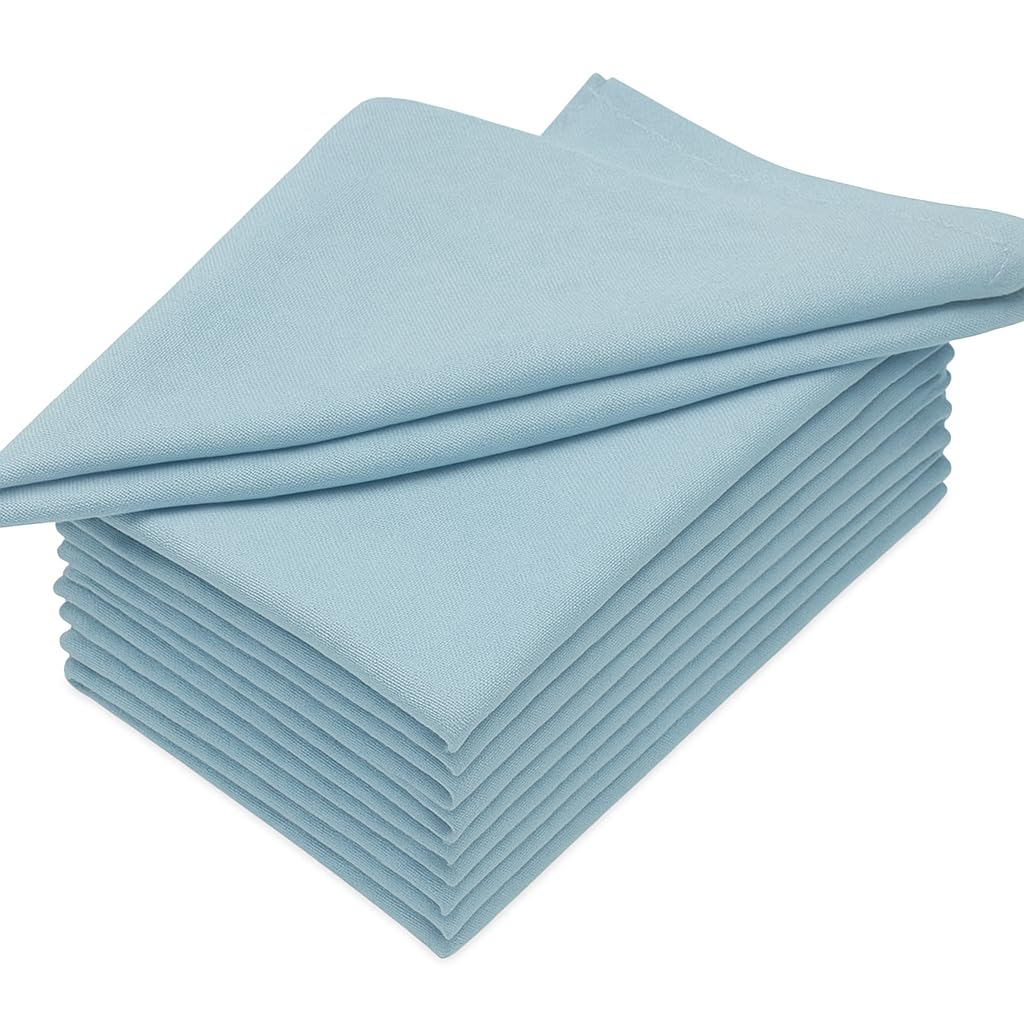 Cloth Napkins Set of 12(18x18 Inches or 46x46 CM) 100% Cotton Everyday Use Premium Quality Cloth Napkins|Festive Holiday Table Décor for Christmas Parties&Dining|Powder Blue - The Home Talk