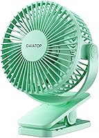 Vista 10 de Gaiatop - Ventilador portátil con clip, funciona con batería, pequeño pero potente, 3 velocidades, silencioso, rotación de 360°, recargable por USB