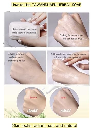 Miniatura 5 de Jabón de leche de arroz TAWANDUEAN para una piel clara y suave, reduce las manchas oscuras, enrojecimiento, elimina las espinillas en la cara