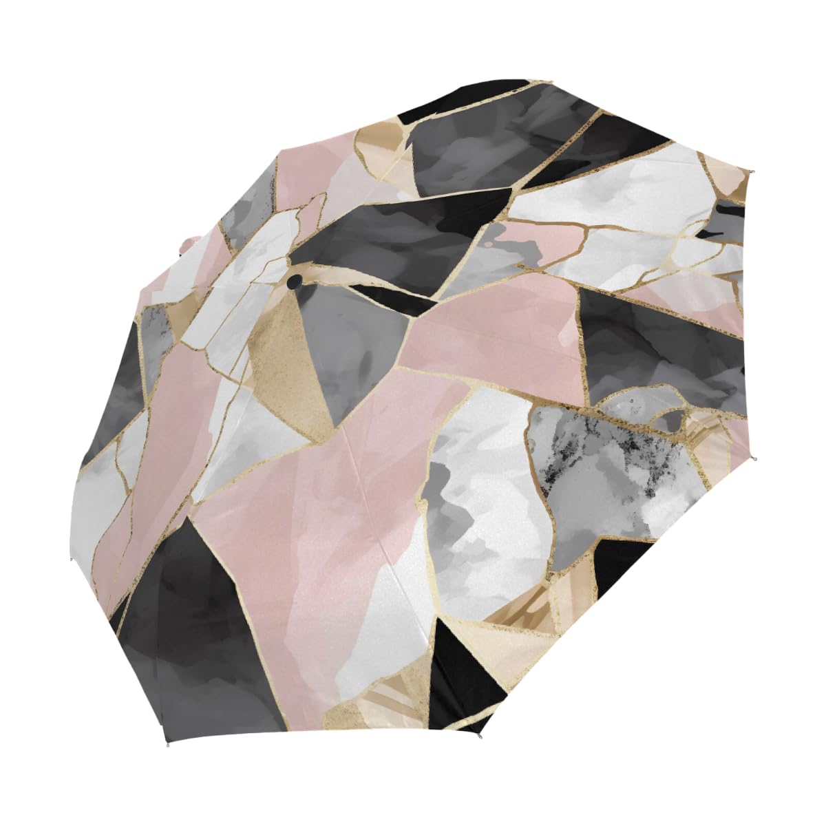 Ombrello pieghevole con motivo geometrico colorato in marmo ombrello da viaggio compatto antivento impermeabile con protezione UV rivestimento nero leggero 8 coste portatile per pioggia sole