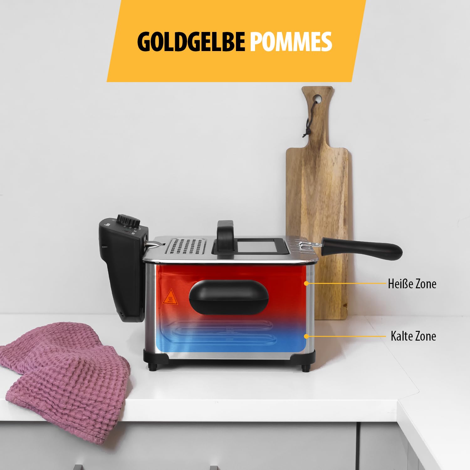 Tristar Fritteuse | 1 großer und 2 kleine Körbe | Einstellbarer Thermostat | Kühle Zone | Spülmaschinenfeste Teile | 5 L | 2000 W | FR-6949