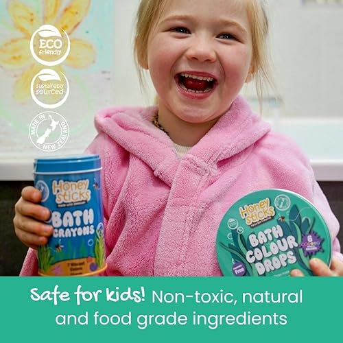 Miniatura 6 de Honeysticks Ultimate Bath Fun Set - Crayones de baño no tóxicos (paquete de 7) y tabletas de color de baño (36 gotas) para horas de diversión