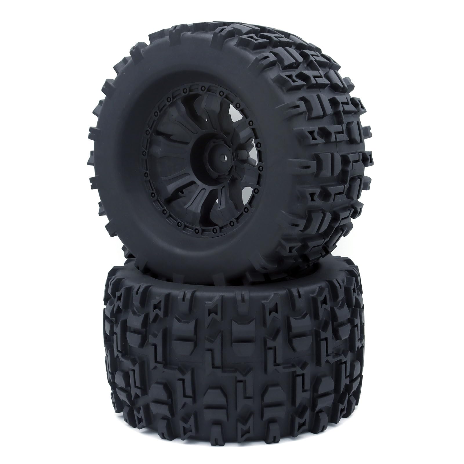 Surpass Hobby 2.8 "Tires and Wheel Rim 12mm Hex Compatible for1/10 HPI HSP Savage XS TM Flux ARRMA Gorgon KDM.Racing Successor HNR H9801 Mars Off Road Monster,2Pack