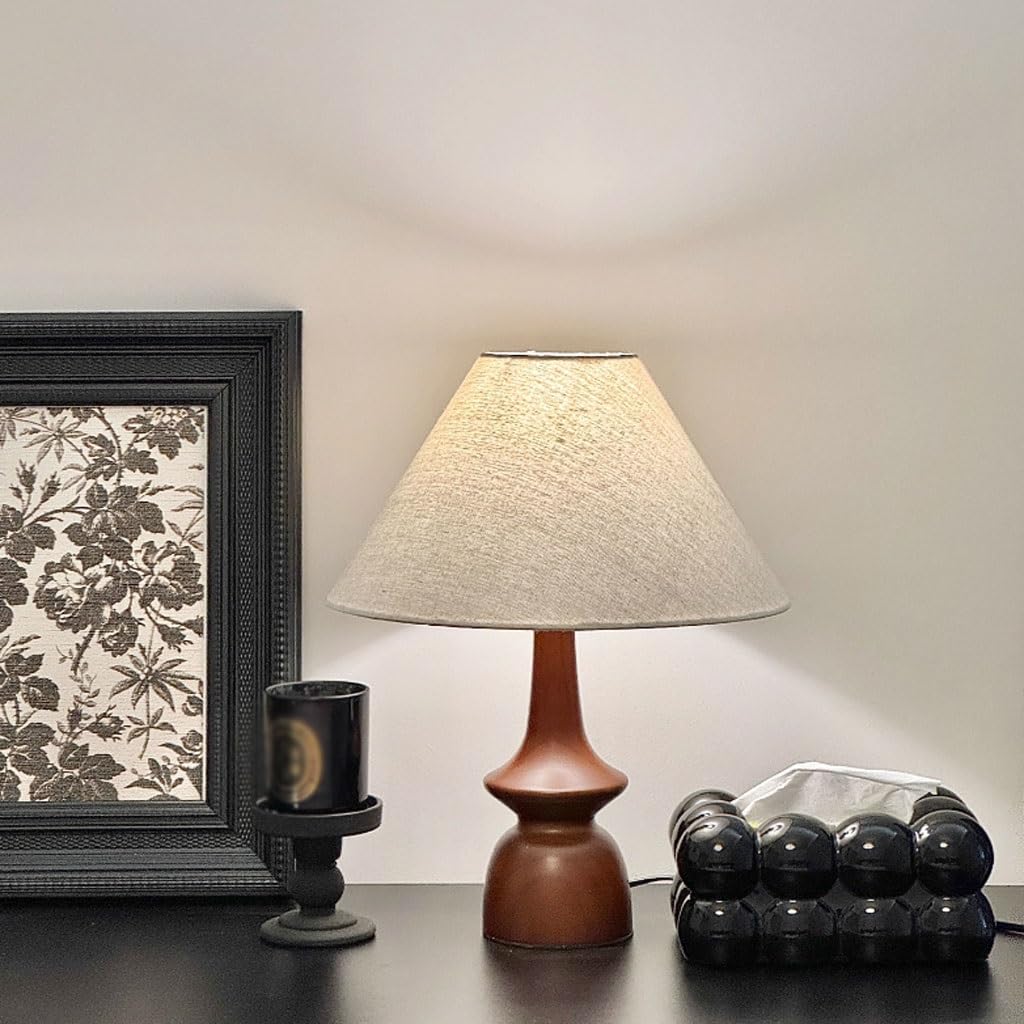 Lampka nocna dekoracyjna lampa stołowa kreatywna prosta z tkaniny z litego drewna atmosfera salonu nocna sypialnia retro nowoczesna lampa dekoracyjna dla Zuhause